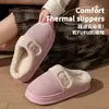 Nuevas Pantuflas de Algodón Waffle para Mujer, Invierno, Lindo Logo de Oso, Suela Gruesa, Antideslizantes, Hogar Interior, Pantuflas de Algodón Cálidas con Felpa