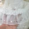 Cor Damasco Camada Única e Dupla Chiffon Amassado Macio Amassado Renda DIY Punho de Mulher Gola Acessórios Acessórios de Renda