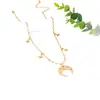 1 Pieza de Collar Colgante de Luna y Estrella Dorada para Mujer, Cadena para Clavícula de Lujo Ligero de Nicho de Gama Alta, Moderno y Elegante
