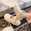 Zapatos de Piel Suave Retro de Moda para Mujer 2025 Otoño e Invierno Nuevo Estilo de Terciopelo con Hebilla de Una Línea Estilo Hada Pantuflas de Algodón con Suela Gruesa