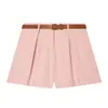 Moda Femenina Nueva Primavera 2026 AliExpress Transfronterizo Pantalones Cortos Casuales Plisados de Cintura Alta con Cinturón 8372472