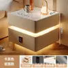 Mesita de noche inteligente de lujo moderno con iluminación ambiental flotante, cerradura de contraseña y carga inalámbrica para uso en dormitorio del hogar