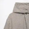Atacado transfronteiriço 2026 estilo europeu e americano moda jaqueta xadrez com capuz e zíper solta para mulheres D6470010