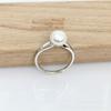 Anillo abierto de Plata de Ley s925 de cuerpo completo, soporte vacío con cuenco de concha nácar blanca de 8.0 mm, flor, Perla, Jade, ágata, soporte vacío