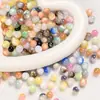 Solsticio de Verano Dos Tonos Dorado Ojo de Gato Resina Redondas Perlas Sueltas Hecho a Mano DIY Pulsera Pulsera Joyería con Perlas Accesorios