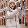 Chaqueta de plumón para niñas, estilo coreano, de longitud media, color blanco, 2024