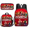 Mochila Anime 3D Conjunto de Três Peças Roblox Bolsa de Refeição para Estudantes Estojo de Lápis Mochila Escolar Estampada Roblox com Alças de Ombro Curvas