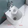 Fregadero de balcón para mopa con reposapiés, lavabo para fregar mopas, lavabo con desagüe lateral y cesta escurridora, drenaje automático, cerámica