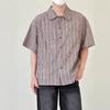 Camisa Listrada de Manga Curta de Alta Qualidade Masculina Verão Fina Roupas Juvenis Tamanho Grande Marca Moderna Solta Casual