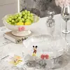 Bandeja transparente de gran capacidad para snacks, dulces y frutas para mesas de café de sala de estar en casa, con una bandeja escurridora de patas altas