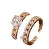 Comercio Exterior Transfronterizo Tendencia de Moda Anillo Abierto Ajustable Cielo Estrellado de Circonia Cúbica Completa Anillos Exquisitos para Parejas