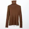 [No se aceptan devoluciones ni cambios en artículos con descuento] Suéter de punto de lana sin costuras de cuello alto para Otoño/Invierno, corte ajustado, que realza la figura y perfecto como capa base