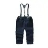 Pantalones Infantiles Transfronterizos Niños Traje de Algodón Tejido Británico Pantalones de Traje con Tirantes Conjunto de Dos Piezas Pantalones para Niños