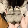 Zapatos de algodón para otoño e invierno, totalmente cerrados, modernos, de moda, zapatos peludos, retro, suela suave, zapatos de vestir, suela gruesa, forrados de felpa, cálidos, cinta mágica, casual