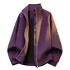Cárdigan de punto para hombre con cuello alto y cremallera de alta calidad para primavera y otoño, chaqueta cortavientos casual simple holgada con diseño de patchwork