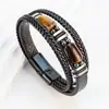 Pulsera Magnética Europea y Americana, Pulsera Vintage de Doble Piedra Ojo de Tigre, Pulsera de Cuero, Pulsera para Hombre, Joyería Multicapa, Amazon