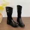 Botas de Diseño Nicho con Tacón Oculto para Mujer, Casual, Geniales, Retro, Patchwork, Botas de Caballero, Slip-on, Modernas, Botas Cortas hasta la Media Pantorrilla