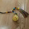 Etiqueta de cintura com borla dupla face rotativa de nove palácios-baguá-zodíaco, pingente de bolsa, enfeite de carro com características de estilo étnico