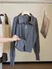 Moda Estilo Coreano Cuello de Cuero Cremallera Doble Suéter Cardigan de Punto para Mujer 2026 Otoño Nuevo Dulce Fresco Reductor de Edad Casual
