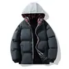 Principalmente promoviendo estilo de pareja nueva chaqueta de algodón con capucha de dos piezas falsas abrigo de algodón con capucha para hombre abrigo de pan marca de moda gorro de punto dos piezas falsas