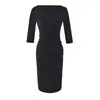 Vestido liso para mulheres, nova coleção primavera/outono 2026, plissado estilo francês, justo ao corpo, elegante e que afina a silhueta
