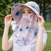 Sombrero de sol de verano para mujer para andar en bicicleta con ala grande, sombrero para recoger té al aire libre, para trabajar en el campo, sombrero para el sol, sombrero tipo chal de seersucker