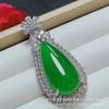Colar pingente de calcedônia verde ágata de gelo natural, pingente de calcedônia amarelo branco vermelho, pingente de calcedônia de jade, fabricantes, atacado, pingente de calcedônia
