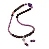 Pulseira Pixiu de Ametista Natural para Meninas, Nova Pulseira de Pau-Rosa Dourada Estrela Estilo Chinês, Pulseira Dupla Círculo Flor para Melhores Amigas