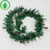Cunjie Navidad Navidad ratán decorativo PVC ratán verde con piña pequeña fruta roja 2.7 m Ratán de Navidad