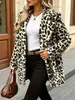 Ropa popular para mujer transfronteriza: abrigo retro con estampado de leopardo, solapas grandes, corte holgado, estilo otoño/invierno, elegante y profesional, suministro de ropa para mujer