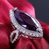 Huajie deseo comercio electrónico transfronterizo fuente nuevo anillo de circonita ojo de caballo morado popular en Europa y Estados Unidos joyería de compromiso femenina