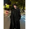 Casaco Trench Coat Preto Dupla Face Estilo Britânico Masculino Outono Nápoles Sensação de Alto Padrão Bonito Rebelde Casaco de Comprimento Médio