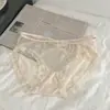Calcinhas de Renda em Tela Pura Estilo Francês, Tiras Finas Femininas Vazadas, Cintura Média de Luxo Leve, Cuecas com Forro Antibacteriano para Jovens Mulheres