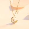 Nuevo Collar de Estrellas Fugaces y Luna para Mujer Plata de Ley s925 Original Todo Fósforo Planeta Micro Perla Redonda Cadena para Clavícula K Oro Ins