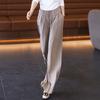 Pantalones Casuales Sueltos Adelgazantes de Pierna Ancha con Cintura Elástica, Elegantes y de Temperamento, Talla Grande, Populares para Primavera y Otoño 2025, Modernos y Lujosos