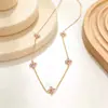 Pulsera de Trébol de Cuatro Hojas Incrustada con Diamantes, Acero de Titanio, Diseño Simple y de Moda, Estilo Japonés y Coreano, Pulsera Versátil con Incrustación de Circonita