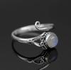 Mingcheng Creativo Bohemio Retro Piedra de Luna Plata Antigua Anillo de Moda Anillo de Fiesta Joyería