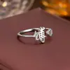 Anillo de Plata de Ley 925 100 Apellidos Familiares Apellido Familiar Anillo para Mujer Nuevo Amor Diseño de Nicho Sentido Anillo de Dedo Abierto Todo-partido Regalo