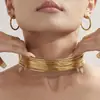 Collar Mido Duo de Acero Inoxidable Envuelto en Alambre, Estilo Punk Europeo y Americano, Pulsera Abierta Personalizada en Forma de C, Joyería de Doble Propósito