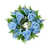 Corona Simulada de Rosa y Lirio con Borde Enrollado, Flores Artificiales, Atmósfera Romántica, Decoración de Boda, Adornos Colgantes de Puerta de Primavera