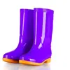 Botas de lluvia de moda para mujer, de caña alta, cálidas, engrosadas, de tubo largo, impermeables y antideslizantes, adecuadas para senderismo y días lluviosos
