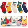 Calcetines de ratón de seis dedos al por mayor calcetines navideños de caña media de dibujos animados calcetines de invierno cálidos de alce algodón peinado puro calcetines rojos grandes para niños