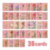 Tarjetas de Felicitación con Paisajes Florales Rosas Set de 36 Piezas, Material para Diario Estilo Ins, Decoración de Pared, Tarjetas de Recuerdo de Nuevo Diseño