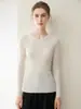 Novedad Otoño/Invierno 2026 100% Cachemir Tejido de una pieza Cuello redondo Manga larga Corte ajustado Jersey de cachemir favorecedor