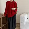 Tricô de Malha Versão Grande Estilo Coreano para Mulheres Outono e Inverno 2025 Novo Solto Casual Versão Reta Cor Lisa Preguiçoso Gola Redonda Top de Malha