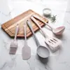 Conjunto de Utensílios de Cozinha de Silicone de Grau Alimentício Mais Vendido Transfronteiriço, Conjunto de 5 Peças para Uso Doméstico, Resistente a Altas Temperaturas, Panela Antiaderente, Concha para Sopa, Espátula