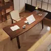 Mesa de escritório de madeira maciça estilo vintage, mesa executiva de designer com formato irregular, bancada de madeira natural para estudo em casa, mesa de escritório curva