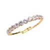 Pulsera Abierta Redonda de Circonita Chapada en Oro Real de 18 Quilates Moda de Nicho Versátil Joyería de Lujo Ligero de Alta Gama para Mujeres