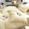 Juego de ropa de cama a rayas de cuatro piezas 100% algodón, Clase A, estilo simple, funda de edredón, sábana plana, sábana ajustable, algodón puro de 60 hilos, algodón lavado