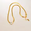 L238 Collar Popular con un Diseño Minimalista Dulce y Fresco, Cadena Hueso de Serpiente Brillante de Circonita, Cadena Decorativa de Acero Inoxidable para Clavícula